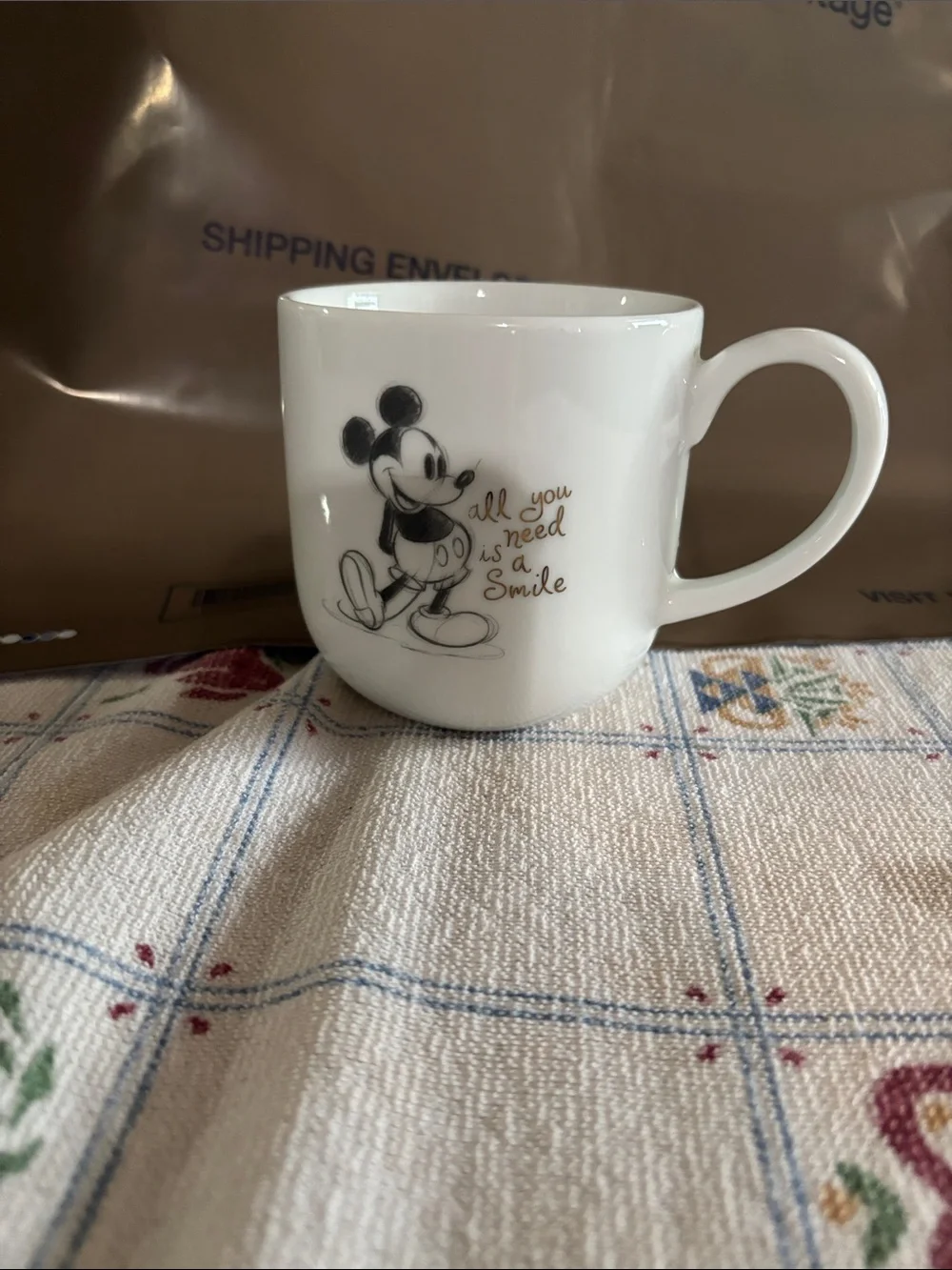Williams Sonoma Disney White Porcelain Mickey Mouse Sketch Mug 14oz